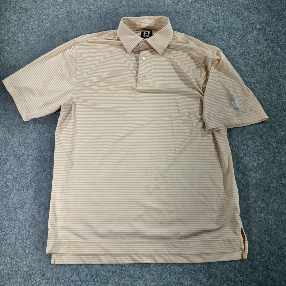 FootJoy Mens Striped Golf Polo Shirt Orange White Centennial Golf Club Size M